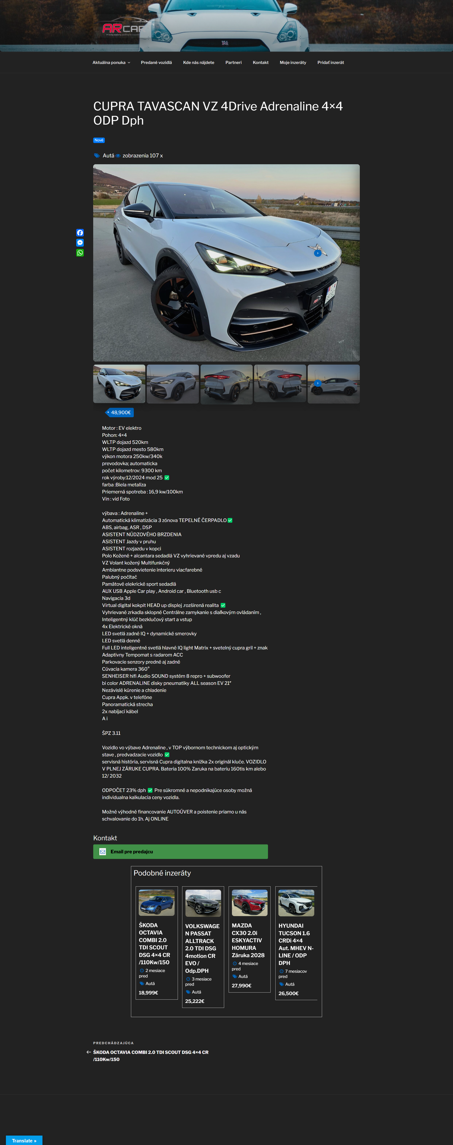 Detail vozidla s galériou a akciami